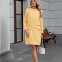 LifeShe Women's Long Sleeve Tweed Mini Dress Business Work Short Dress Elegant Cute Party Dresses (M)