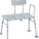 HOMLAND Tub Transfer Bench for Bathtub, 400 lbs Heavy Duty Shower Chair with Backrest, Slip-Resistant Feet, Height Adjustable Shower Bench Shower Seat for Elderly and Disabled (Grey)