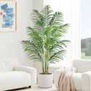 Artificial Palm Tree 6ft Tall Fake Palm Tree Indoor Decor with 18 Leaves and Real Bark Design Faux Tropical Areca Palm Silk Floor Plant in Pot for Home Office Living Room Bedroom Decor 1pcs