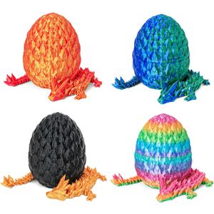 3D Printed Dragon Egg Toy (4 Pack) - Surprise Mystery Inside, Articulated Crystal Dragon, Fidget Sensory Toy for Kids Birthday Surprise & Desk Decor (B)