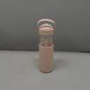 SANDJEST Glass Water Bottle with Silicone Sleeve and Straw Lid 20oz for Girls Women, Glass Drinking Bottles for Travel Home Gym Sports (Warm Sand)