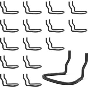 HUHOLE 16 Pack Pegboard Pliers HolderBlack Stainless Steel Peg Board Tool Holders for Garage Organization-Secure Ring Style Hooks for Pliers, Wrenches & ScissorsFits 1/4, 3/16, 1/8 Inch Boards