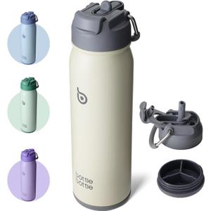 BOTTLE BOTTLE 24oz Insulated Water Bottle Stainless Steel Sport Water Bottle with Straw and Adjustable Lid Daily Pill Organizer (gray)