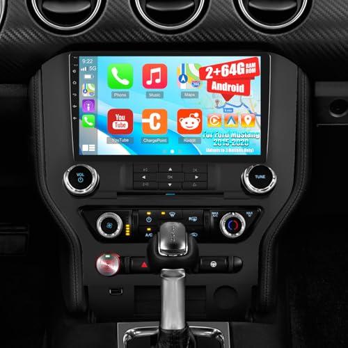 [2G+64G] 9 inch Screen for Ford Mustang Radio 2015 2016 2017 2018 2019 2020 (Adapts to 3 Buttons Only), Android Mustang Car Stereo Support Carplay/Android Auto/1080P/Bluetooth/FM RDS