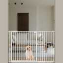 WAOWAO 1.37" Ultra Narrow Spacing Extra Wide Baby Gate 45.86-49.8" Pressure Mounted Walk Through Double Lock Swing Auto Close Safety White Metal Toddler Child Dog Pet for Indoor,Doorway,Kitchen