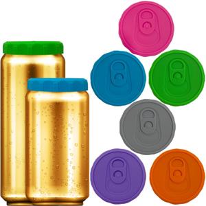 Silicone Soda Can Lids 6 Pack Reusable Silicone Can Covers, Can Stopper or Protector For Soda, Beer, Drink, Juice, Coke, Beverage, Fits Standard & Slim Cans