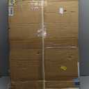 EASYSOUL Modern Glass Coffee Table, 32.68" D x 22.44" W x 15.75" H, Abstract Round Tea Tables for Living Room Home Office Industrial Cocktail Tables (Black-Brown Glass, 32.68")