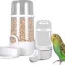 2Pcs/Set Automatic Bird Cage Feeder Bird Food Feeder Water Bottle with Clip Parakeet Food Dispenser for Cage Bottle Cup Bowls for Pet Parrot Cage