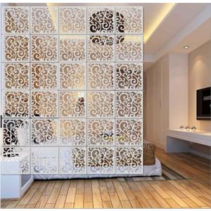12Pcs White Hanging Room Divider,Wood-Plastic Room Divider DIY Panel Screens Partition Wall Dividers Room Decoration with All Accessories 11.4x11.4 Inch (A1)