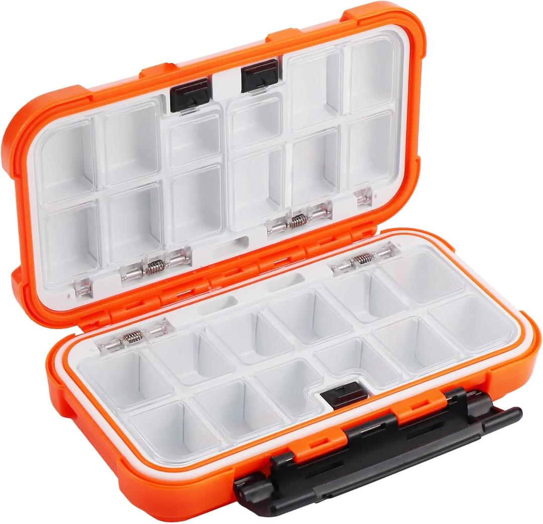 Hlotmeky Small Kayak Mini Tackle Box Waterproof Fishing Lure Box Terminal Storage Fishing Hook Organizer (Orange)
