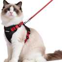 rabbitgoo Cat Harness and Leash for Walking, Escape Proof Soft Adjustable Vest Harnesses for Cats, Easy Control Breathable Reflective Strips Jacket, Black & Red, Medium
