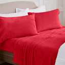 NY Loft Ultra Soft Micro Fleece Sheet Set | King Size | Super Plush Sheets | Holiday Themed | Extra Deep Pockets | Cozy Warmth | Tribeca Collection (King - Christmas Red)