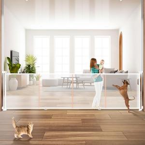 160" Retractable Baby Gates, 42" Extra Tall Upgraded Child Safety Gate with Reinforced Strip Design, Prevent from Crawling Underneath, Extra Wide Dog Gate Baby Gates for Stairs Doorways Indoor Outdoor