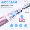 Electric Nail Drill File Professional 45000 RPM, Melodly Rechargeable Electric Nail File Machine Kit for Acrylic Gel Nails Polishing Removing, Portable Cordless Efile with Gold Bits Kit at Salon Home