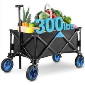 Wagon Carts Foldable, 150L Large Shopping Carts with Wheels Heavy Duty Collapsible Beach Wagons Utility Folding Grocery Cart on All-Terrain Wheels 300lbs for Sport Outdoor Garden Camping
