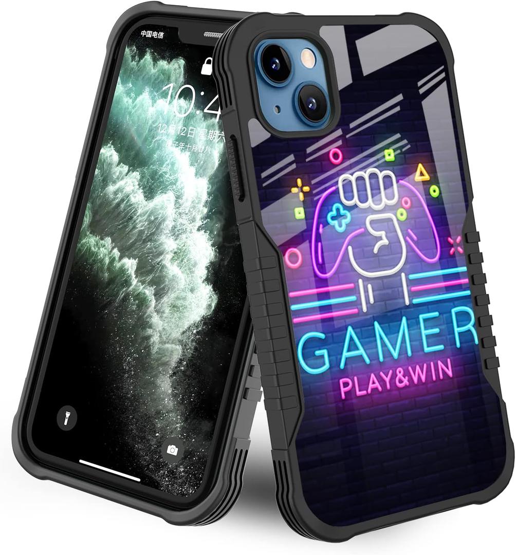 Compatible with iPhone 15 Case [Shockproof Bumper] [Anti-Scratch] [Anti-Slip] Heavy Duty Protection Cover for Boys Kids Men - Gamer Play Game Win Easter