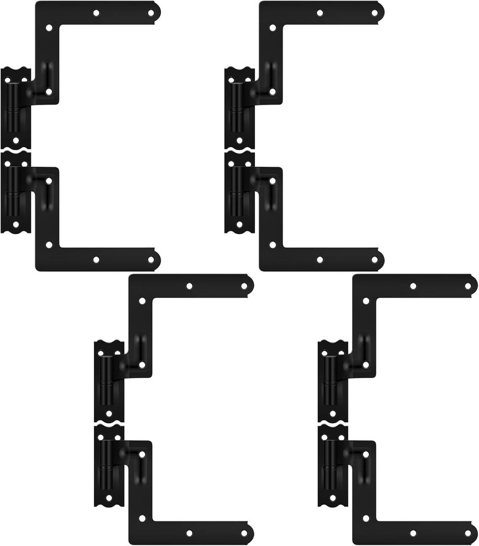 Moxweyeni 8 Pack (4 Pair) Steel Blind Shutter Hinge 1-1/16" Black Wrought Iron Shutter Hardware Lift Off Pintle Reversible Hinges for Heavy Duty Wood Frame, Brick, Doors, Window (Black)