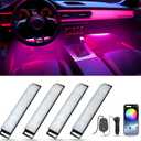 Honalia Car Lights Interior, LED Lights for Car Interior with APP Control, Truck Inside Lights with DIY Mode and Music Mode, Ambient Lighting for Men, DC 12V (4-Lines Cigarette Lighter)