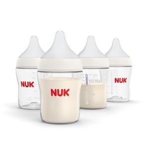 NUK Perfect Match Slow Flow 2-in-1 Natural and Anti-Colic Bottle, 5oz., 4 Pack, BPA Free (5 ounces, Clear)