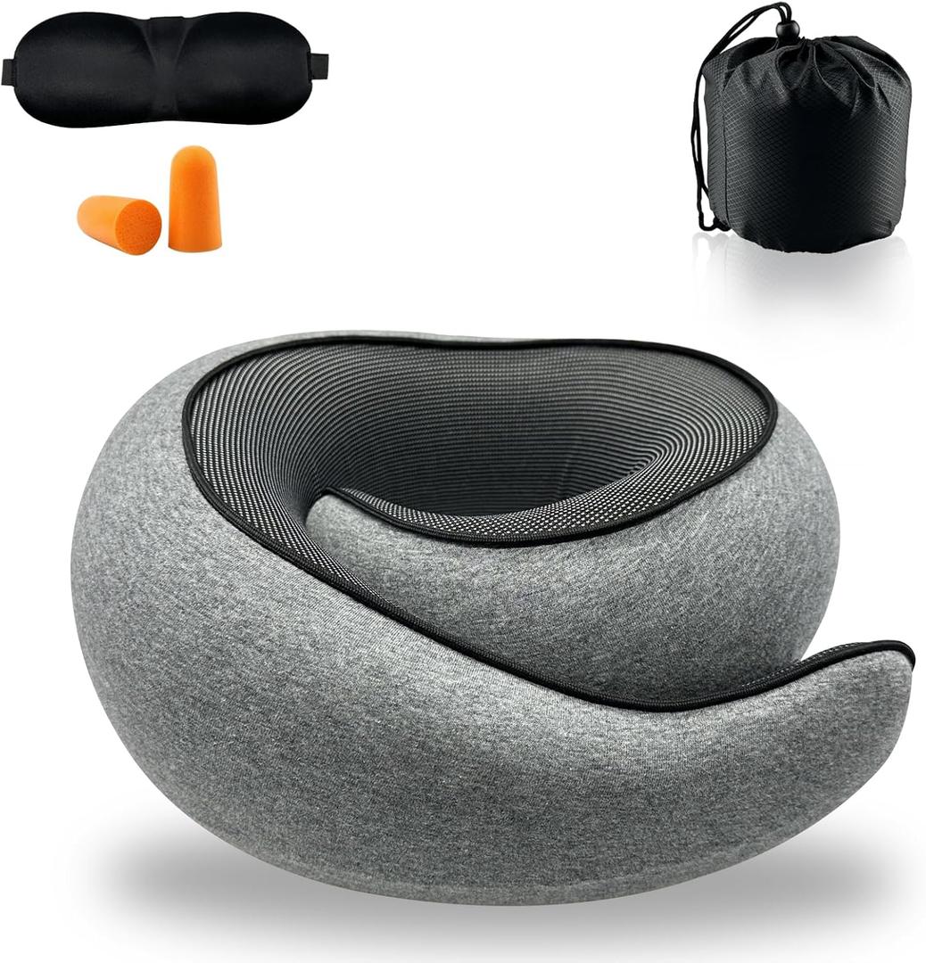 LZKEWUQO Neck Pillow Airplane, Travel Pillow,Airplane Pillow,Memory Foam Travel Pillow,Travel Neck Pillow for Airplanes (Grey)