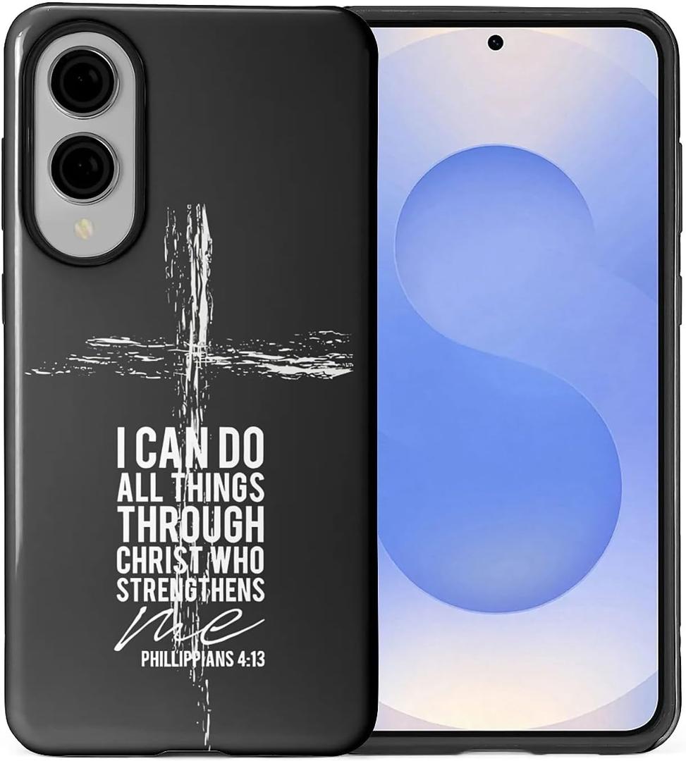 Compatible with Samsung Galaxy S25 Edge Case,Glossy 2-in-1 Sleek All-Inclusive Dual-Layer Material Soft TPU + PC Back for Religious Bible Christian Cross