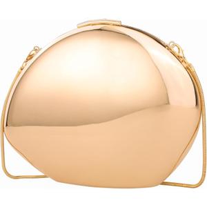 YYW Women Evening Handbag Metal Design Small Silver Clucth Purse Acrylic Shoulder Bag for Party Prom (Champagne)