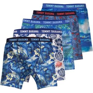 Tommy Bahama Boy's 5-Pack Athletic Compression Shorts - Soft, Tag Free Sports Underwear Multipack for Kids and Toddlers (6, Blue/Green/White)