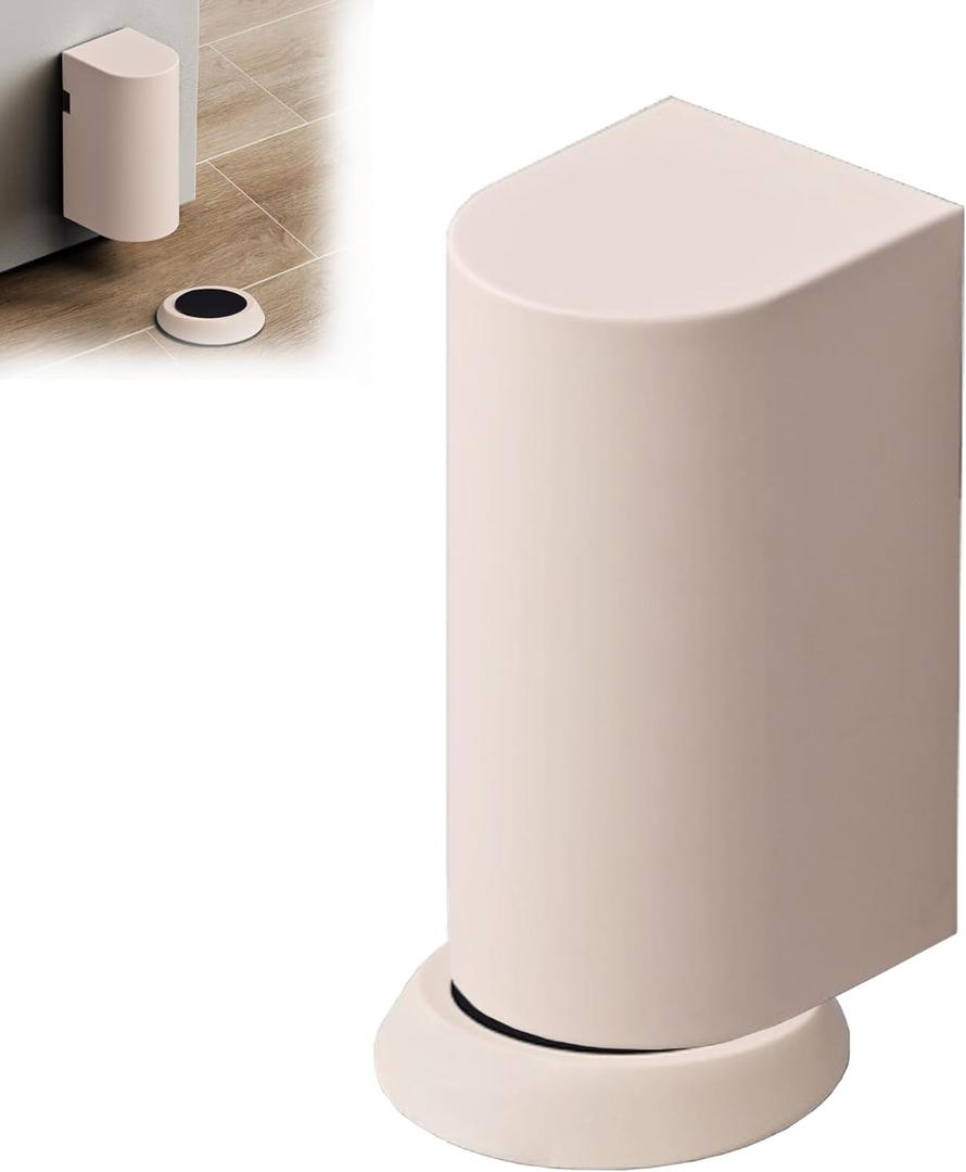 Magnetic Door Stopper with Adhesive Installation - Stronger Suction for Door Gaps up to 0.8 Inches, Ideal for Wood, Tile, Glass & Metal Surfaces - Windproof(Geige) (Beige)