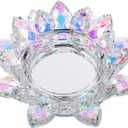 OwnMy Crystal Lotus Flower Candle Holder for Pillar Candle up to 3", Decorative Glass Lotus Petal Votive Candle Holder Tea Light Holder Candle Stand Candle Lamps for Home Decor Wedding Party, AB Color