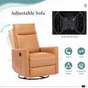 Swivel Recliner Chair, Glider Rocker Recliner Nursery Massage Chair with Extra Large Footrest, High Back, Upholstered Deep Seat for Living Room Office,Brown