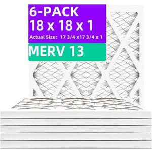 18x18x1 (6-Pack) MERV 13 Pleated Air Filter (Actual Size: 17.75"x17.75"x0.75") MPR 1900 & FPR 10, Furnace Air Filters,18x18x1 air filter