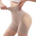 Women Butt Lifter Shapewear - High Waist Tummy Control Shorts with Back Round Cut Out, Non-Seamless Waist Trainer, Khaki (XXXL)