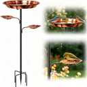 2026 New Bird Bath for Outside, 12 Inch Copper Disc for Bird Baths for Outdoors, Upgraded Vintage Freestanding Birdbath Feeder Bowl for Garden Yard Lawn Decor, 5-Pronged Base & 3 Bowls