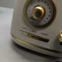 2-Slice Toaster, Wide Slots, 7 Bread Shade Settings, Stainless Steel, Bagel, Cancel, and Defrost Functions, Removable Crumb Tray, Retro Style Toaster,Matte White and Gold