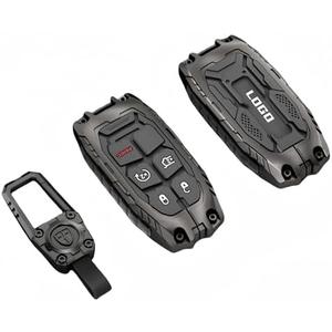 Heavy Zinc Alloy Key fob Cover, Keychain, Key Case, Accessories Compatible with Jeep Grand Cherokee Renegade Dodge Durango Challenger Wrangler Patriot Grand Comander Journey Fiat Dart Chrysler 200 300