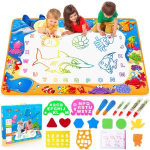 Water Doodle Mat - Kids Painting Writing Color Doodle Drawing Mat Toy Bring Magic Pens Educational Toys for Age 2 3 4 5 6 7 Year Old Girls Boys Age Toddler Gift (Ocean)