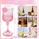 12PCS Plastic Glasses Pink, Reusable Glasses, White Goblet Glass, Sturdy Glasses Cups for Wedding Celebration Birthday Party Tasting New Years Eve Party Supplies