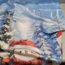 PEKRU 5x3ft Fabric Let It Snow Backdrop Winter Forest Snow Scene Snowman Red Cabin Christmas Party Decoration Background Photo Booth Shooting Props