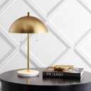 JONATHAN Y 20.7" Gold/White Marble 2-Light LED Table Lamp for Modern Bedside Decor, Glam Desk Lamp, Gold Metal Dome Shade, Pull Chain Switch, Bulbs Included JYL1071A