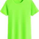 Cabasse Youth Performance Short Sleeve Shirt, UPF 50 Quick Dry Athletic T Shirt for Boys & Girls (X-Large, Neon Green)