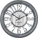 Bernhard Products Large Wall Clock 16 Inch Gray Noiseless Battery Operated Quality Quartz Rustic Farmhouse Shabby Chic Vintage Design for Kitchen/Living Room/Bedroom/Decorative Stylish Clocks