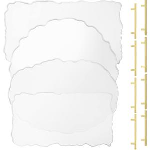 Hoolerry 4 Pcs Resin Tray Molds 13 Inch and 8 Pcs Gold Handles Silicone Tray Irregular Casting Agate Epoxy Molds for DIY Crafts Making Faux Agate Serving Board Home Decor