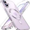 JUESHITUO for iPhone 17 Case (6.3") [Compatible with MagSafe] [Upgraded Full Camera Protection] 1XScreen Protector, Magnetic Cover for iPhone 17, Slim Case for 17 for Women, (Clear/Lilac Purple)