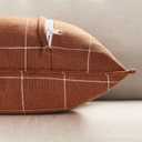 Rustic Farmhouse Decor Terracotta Plaid Throw Pillow Cushion Covers 18x18 Set of 2, Boho Decor Rust Decorative Throw Pillows 18 x 18, Burnt Orange Chenille Pillow Covers For Sofa and Couch