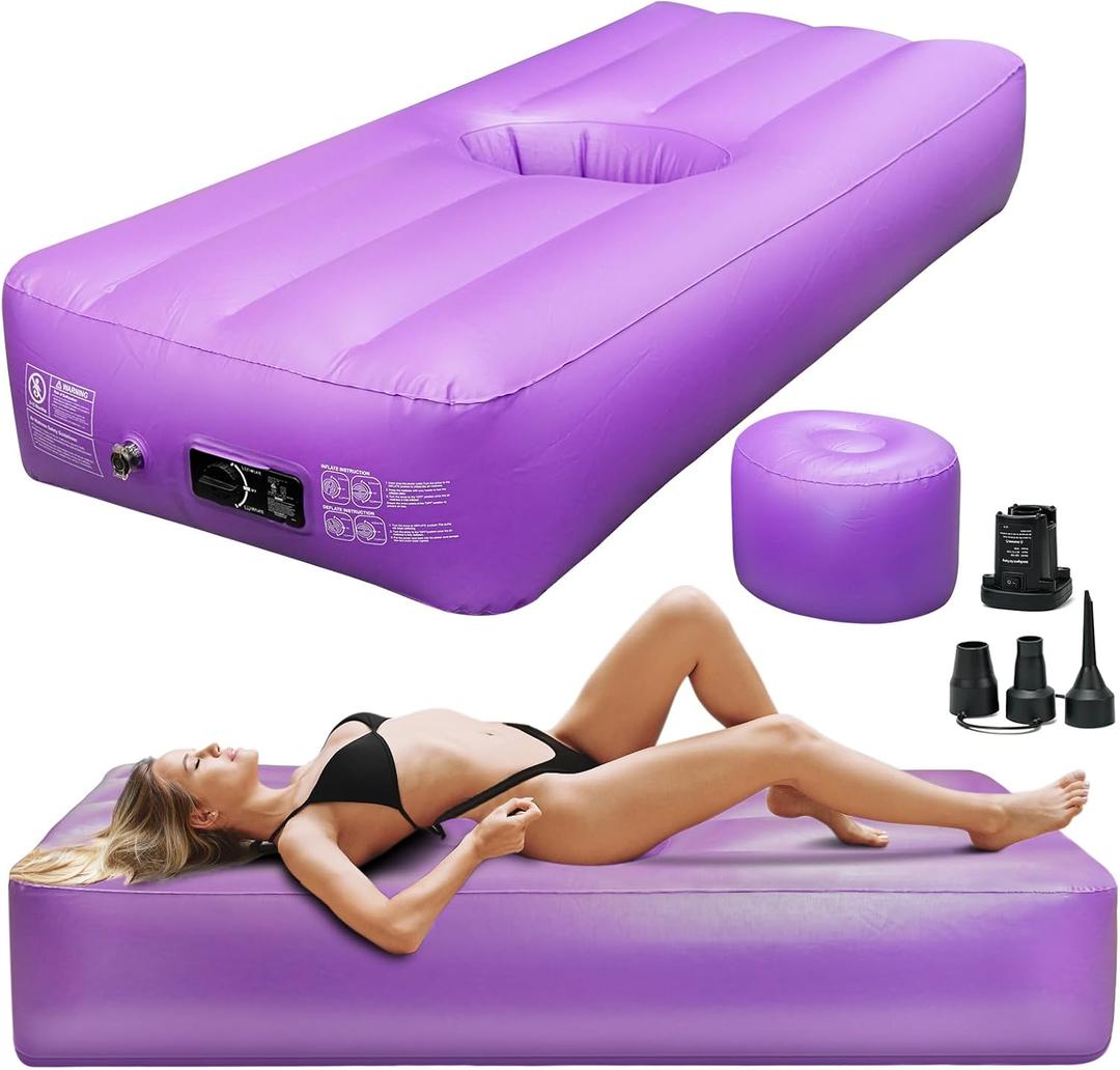 Newly Upgraded BBL Bed with Built-in Pump BBL Bed After Surgery for Sleeping Brazilian Butt Lift Recovery Pillow After Surgery Inflatable BBL Mattress with Hole for Post Surgery Recovery (Violet)