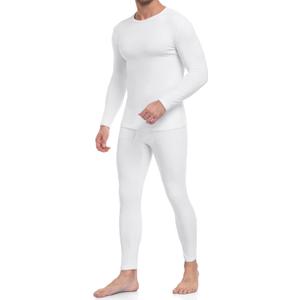 WEERTI Thermal Underwear for Men Long Johns with Fleece Lined Base Layer Men Cold Weather Top Bottom (White, L)