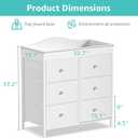 BOLUO White Changing Table Dresser with 6 Drawers Baby Dresser with Changing Table Top Diaper Changing Station with Storage for Nursery Modern