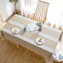Vonabem Table Cloth Tassel Cotton Linen Table Cover for Kitchen Dinning Wrinkle Free Tablecloths Rectangle/Oblong (58''x86'', 6-8 Seats, Brown)
