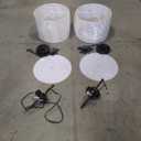 2 Pack White Linen Drum Shade Hanging Pendant Light Fixture with Black Pole, 2-Pack