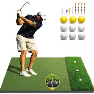 Bltend Dual Turf Golf Mat 31mm: 5x5ft/5x4ft Heavy-Duty Golf Hitting Mats Practice Outdoor/Indoor, Elite Dense Artificial Turf Matt Training Aid for Garage/Simulators/Driving Range/Backyard